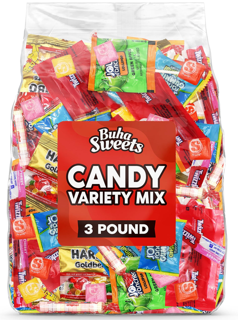 Buha Sweets bulk candy variety pack with individually wrapped pieces for easy sharing.