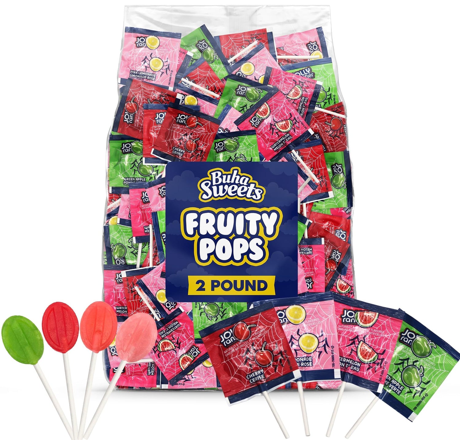 Buha Sweets bulk lollipops pack, perfect for party favors and candy jars.