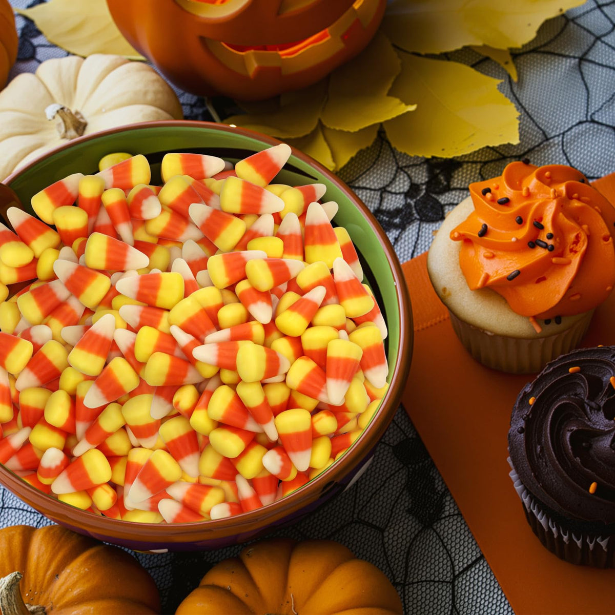 Buha Sweets candy corn on party table easy to refill bowls