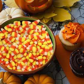 Buha Sweets candy corn on party table easy to refill bowls