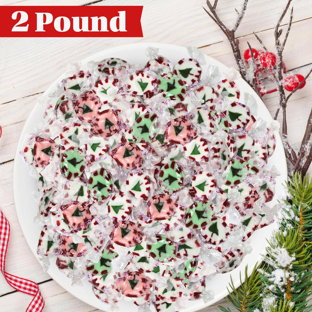 Buha Sweets Christmas nougat peppermint wrapped, perfect for stockings and gift baskets.