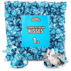 Buha Sweets Cookies and Cream Kisses bulk pack in a 1lb bag, perfect for sharing at events.