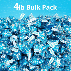 Closeup of Buha Sweets blue-pack Cookies and Cream Kisses, highlighting creamy center.