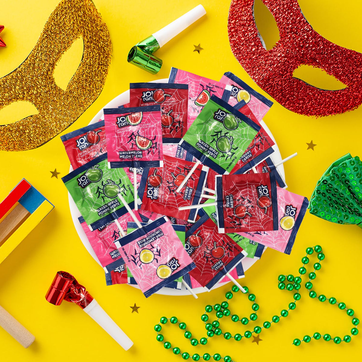 Buha Sweets pink lemonade lollipop, bright treat for celebrations.