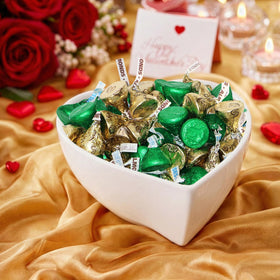 Buha Sweets St. Patrick's Day display ideas with green and gold wrappers.