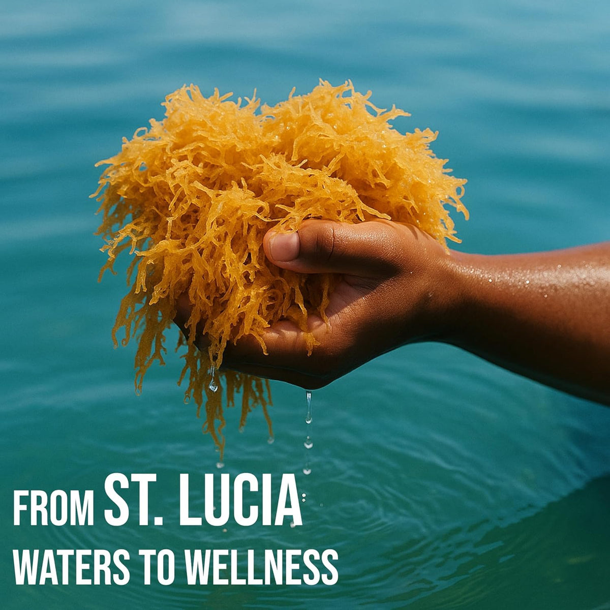 BUIE Golden Irish Sea Moss hand harvest highlights wildcrafted sourcing from St. Lucia.