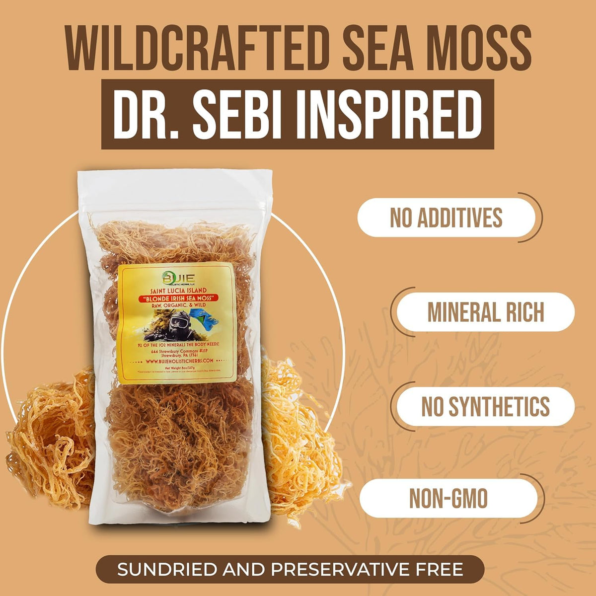 BUIE Golden Irish Sea Moss jar gel ready for smoothies, teas, and quick nourishment.