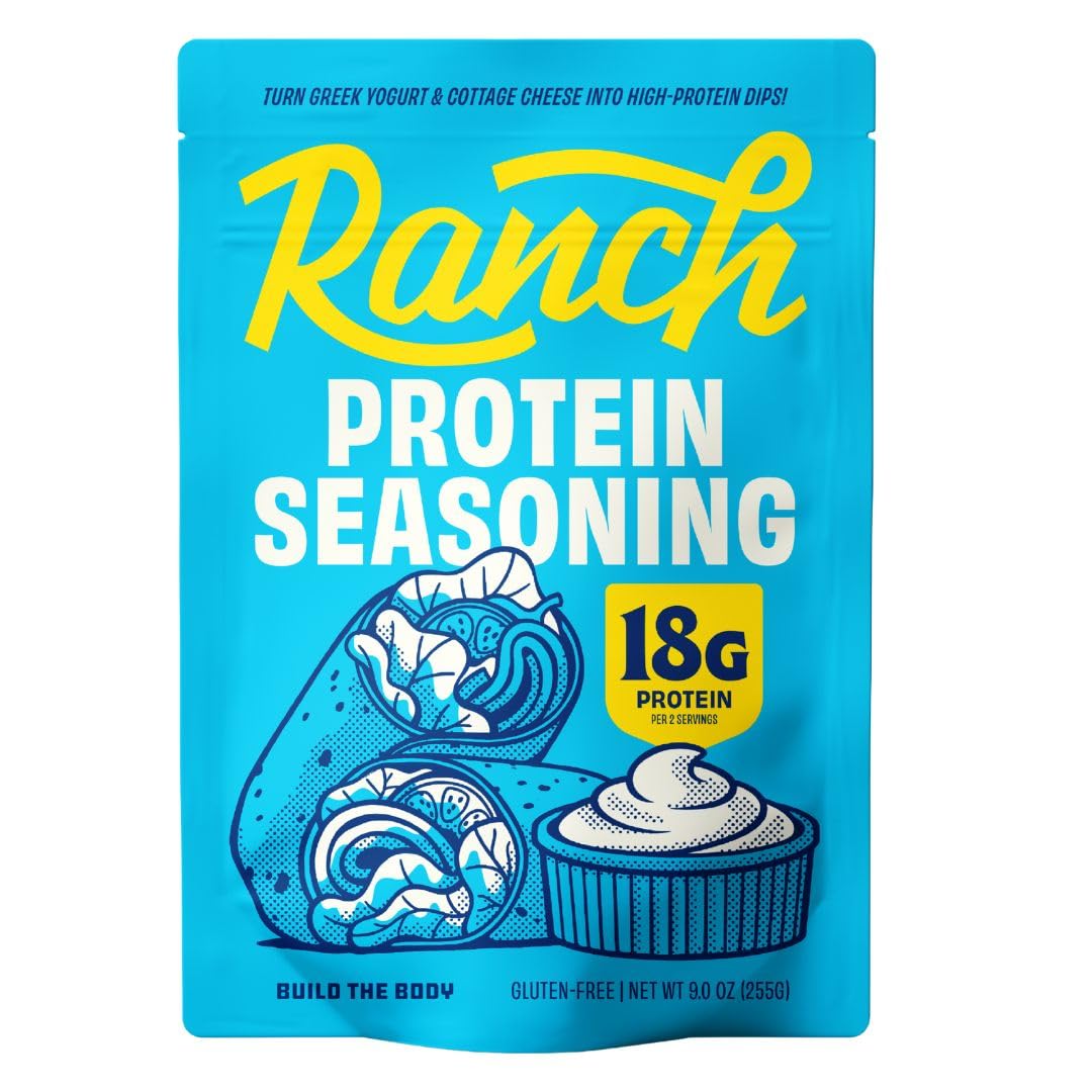 Bottle of Build the Body Protein Ranch Dip Mix for easy, protein-packed ranch flavor.
