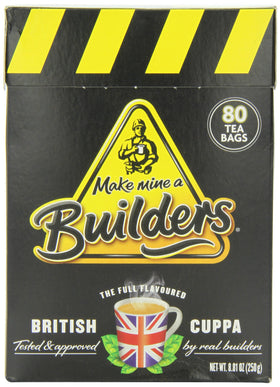 Builders Teabags 80-count box ready for busy kitchens, a robust breakfast brew.