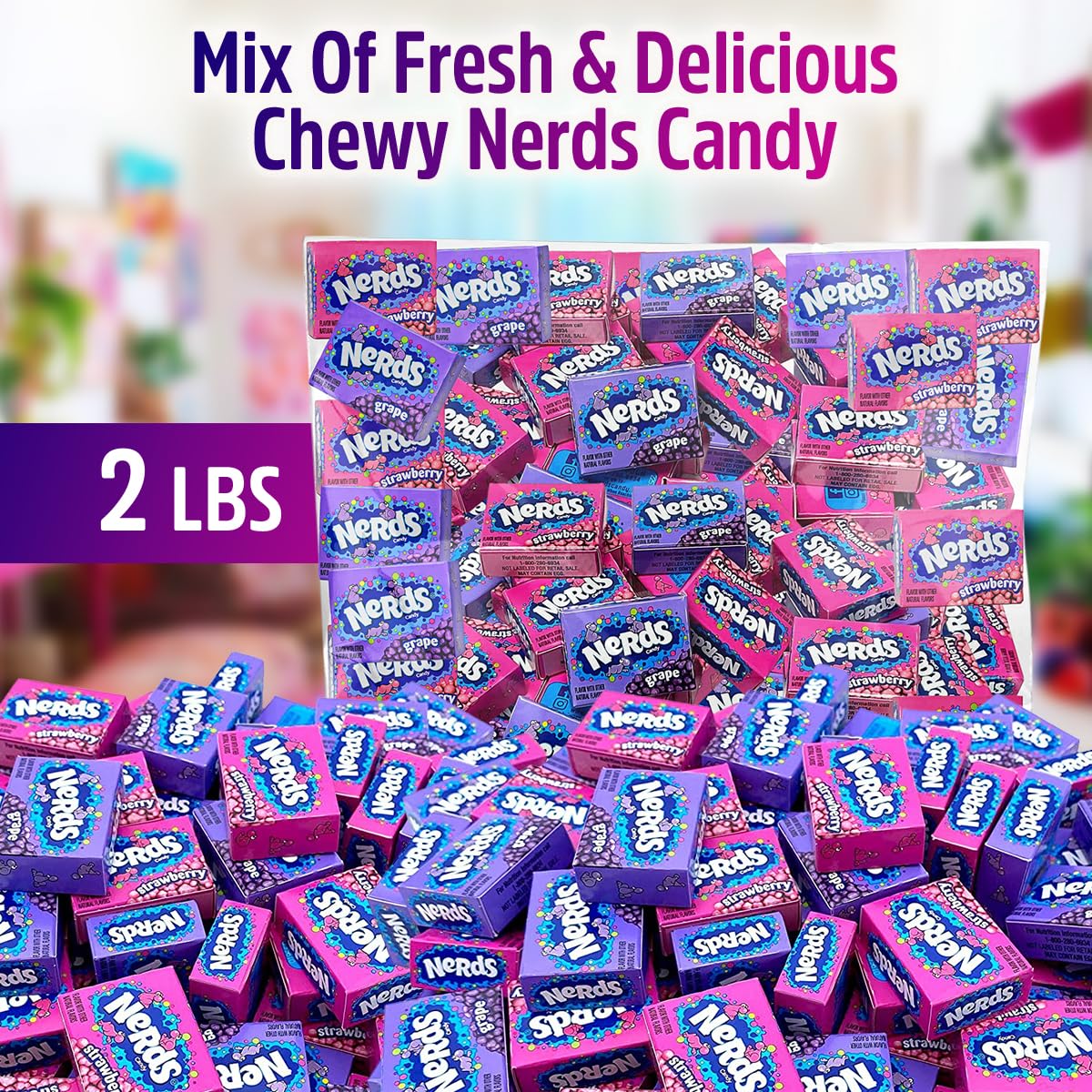 Grape hard candy featured in 2lbs bulk pack, individually wrapped.