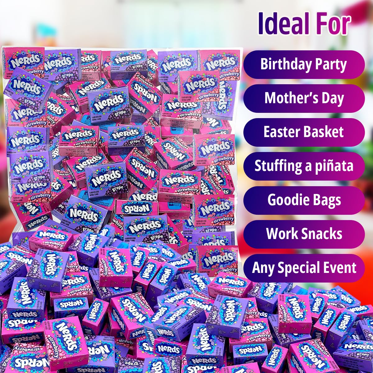 Stocking stuffers and party favors with vibrant Bulk Candy packaging.