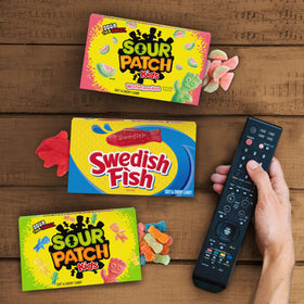 Sour Patch Kids and Swedish Fish bulk pack image highlights value.