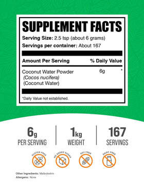 BulkSupplements Coconut Water Powder pour demonstrates easy mixing for workouts and flavor