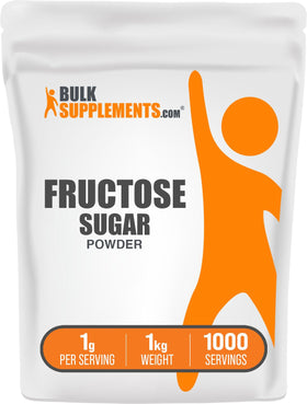 BulkSupplements Fructose Powder bottle highlights gluten-free, food-grade sweetness for baking.