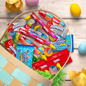 Bulk variety candy bag featuring AIRHEADS, JOLLY RANCHER, and TWIZZLERS