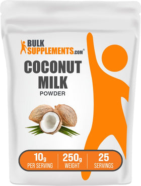 BulkSupplements Coconut Milk Powder packaging front, dairy-free creamer option for beverages