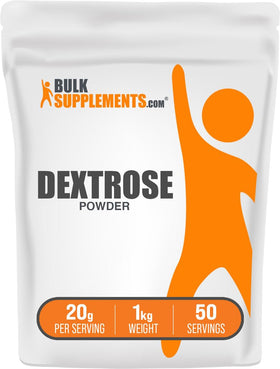 BulkSupplements Dextrose powder bottle, versatile sugar substitute for baking and beverages.