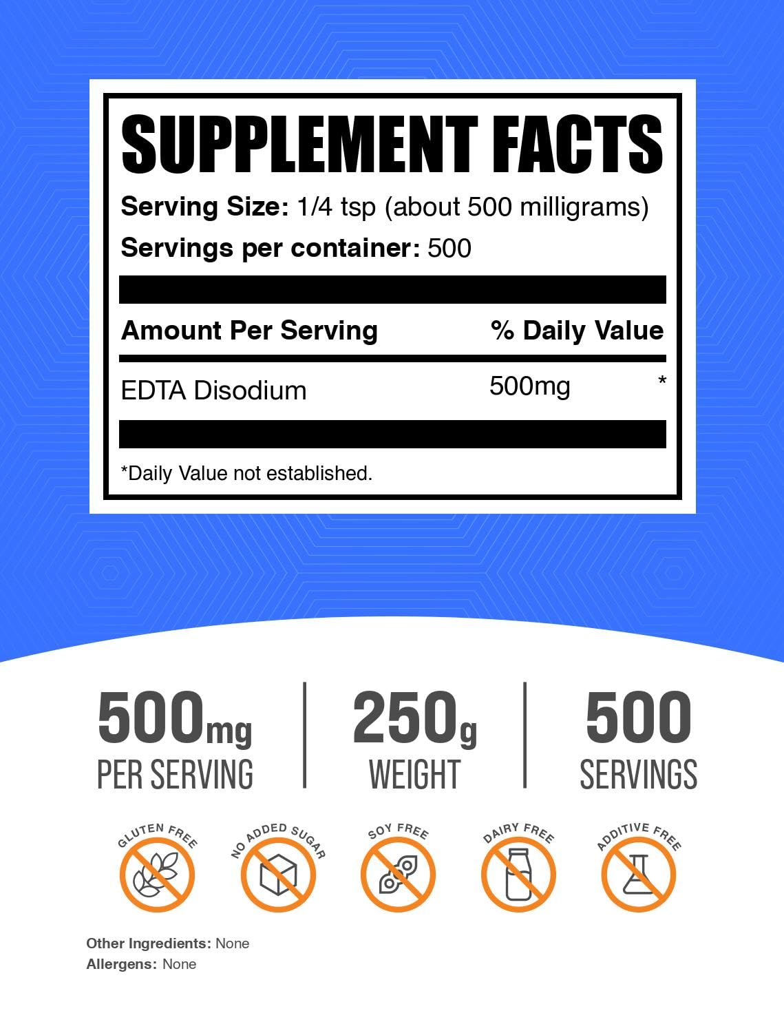 BulkSupplements Disodium EDTA powder scoop shows precise measurement for consistent use.
