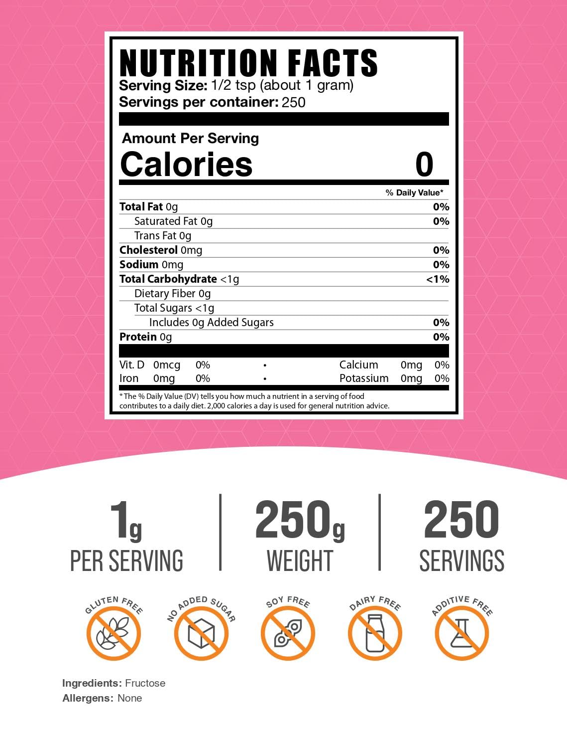 Pouring Bulksupplements Fructose powder to sweeten beverages without calories.