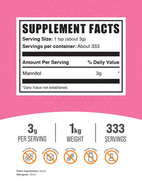 BulkSupplements Mannitol powder in a bowl for diverse cooking and baking.