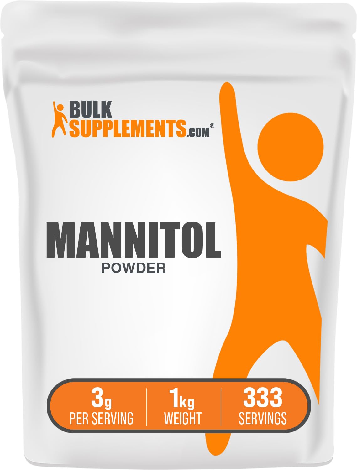 BulkSupplements Mannitol powder pack for home pantry use and long-term storage.