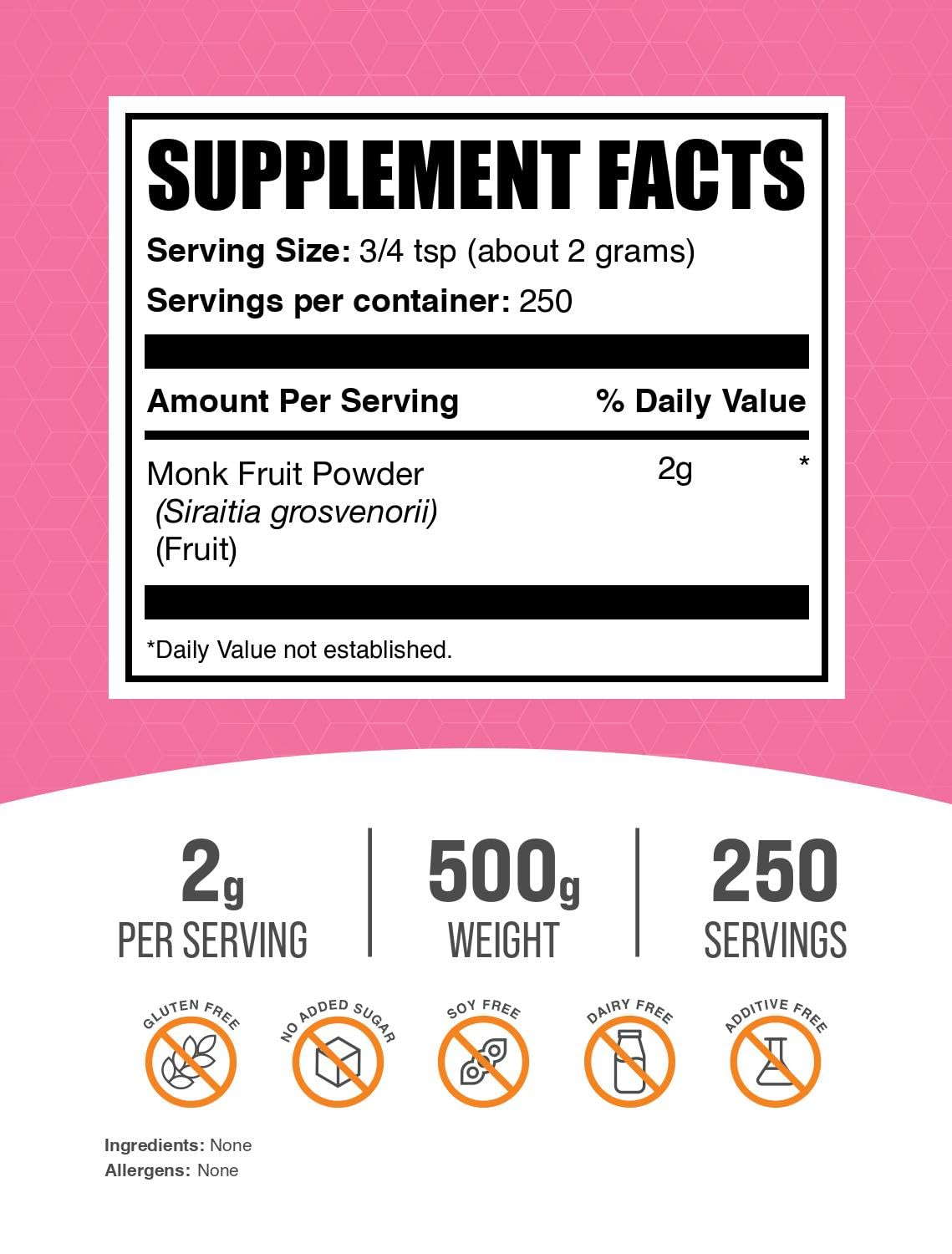 Bulksupplements Monk Fruit Powder in a cup, convenient sugar substitute for beverages