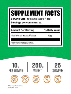 BulkSupplements Nutritional Yeast Flakes closeup texture ideal for cheese substitute recipes.