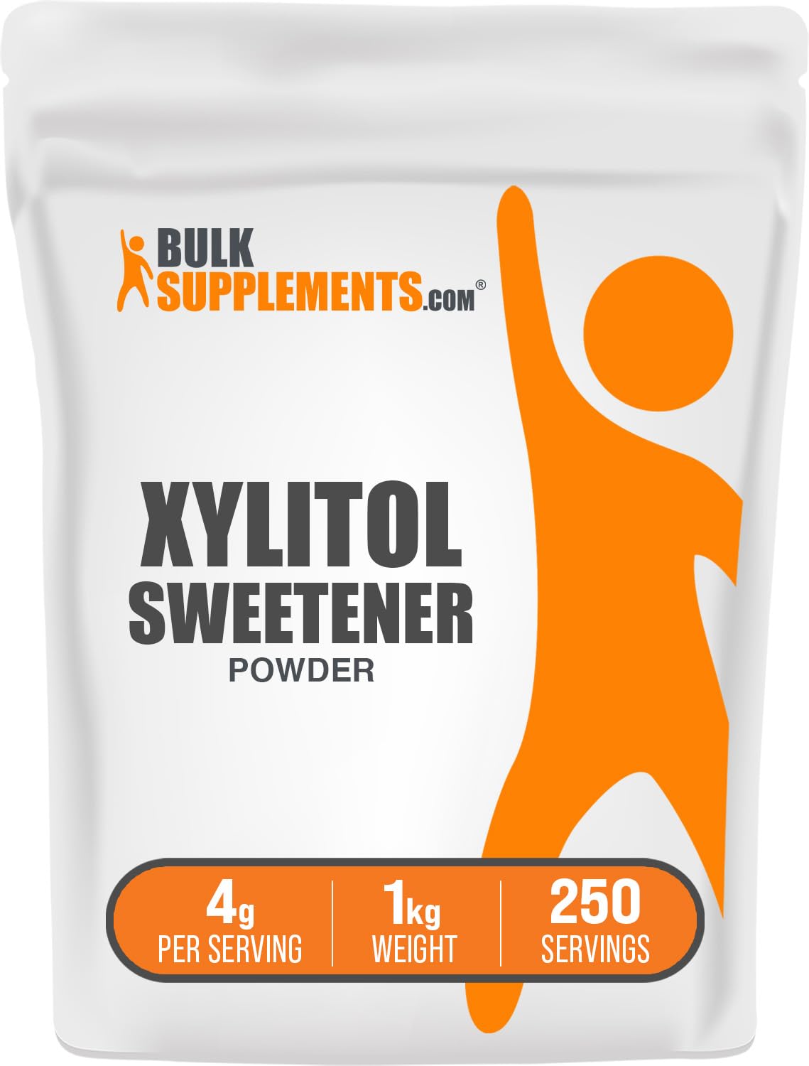 BulkSupplements Xylitol Powder 1kg pack, vegan sugar substitute in a kitchen setting