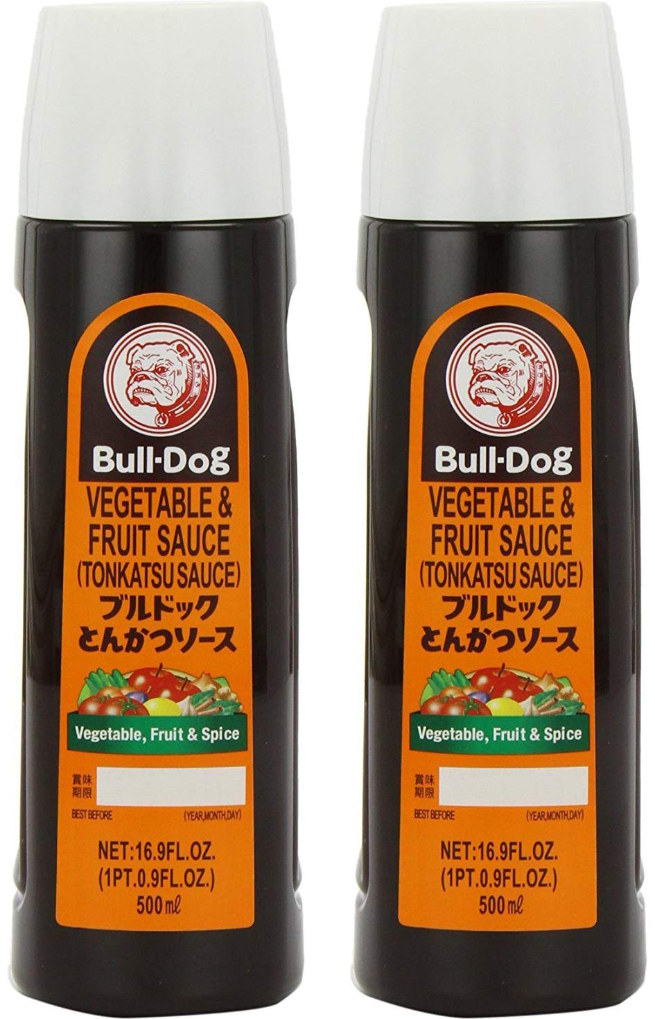 Bull-Dog Sauce Steak Tonkatsu bottle pouring for rich, savory glaze on meats