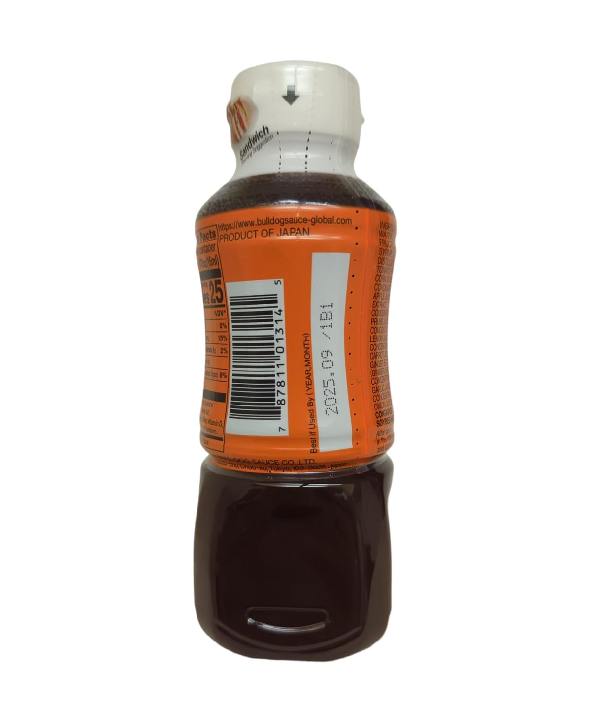 Bull-Dog Tonkatsu sauce bottle close-up showing rich flavor.