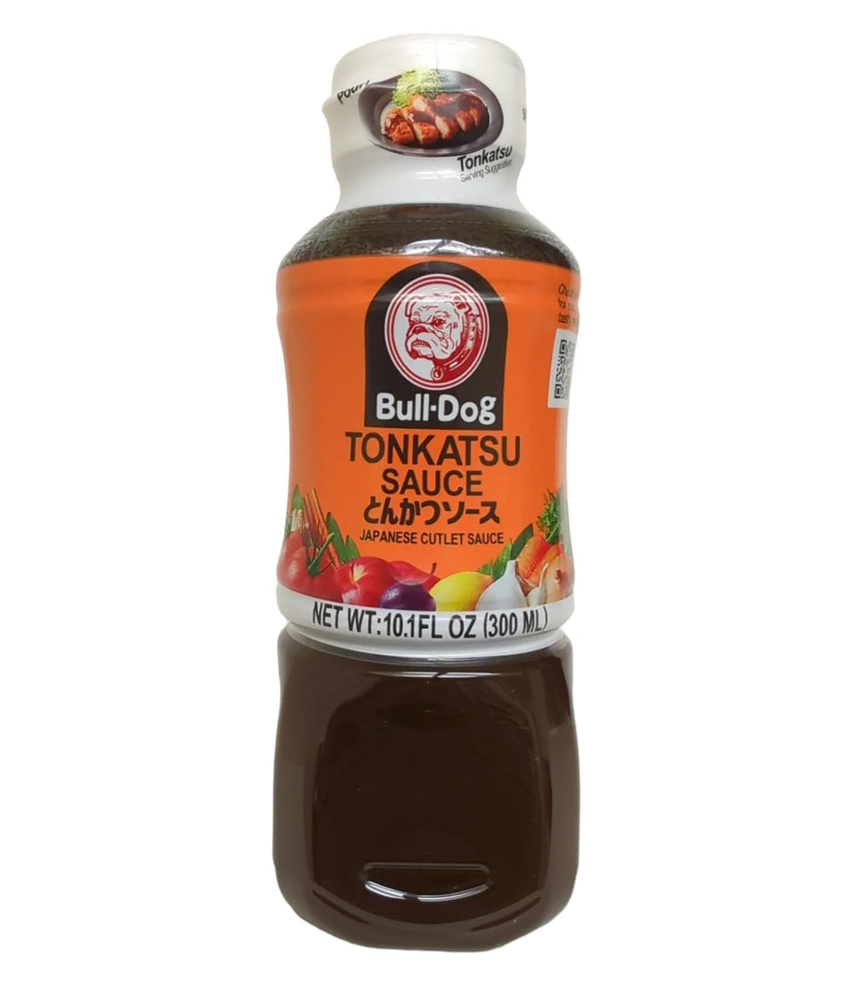 Bull-Dog Tonkatsu sauce bottles duo for versatile cooking.
