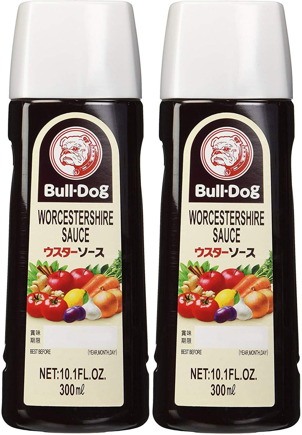 Bull-Dog Worcestershire Sauce bottle front, ready to flavor meats and sauces.