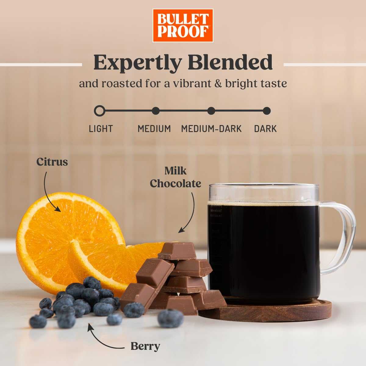 Close-up of Bulletproof Breakfast Blend beans showing Arabica quality