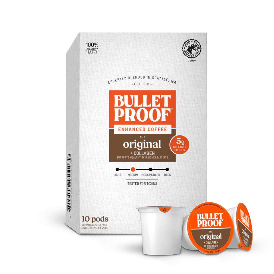 Bulletproof Coffee Collagen Pods box ready for a smooth morning routine.