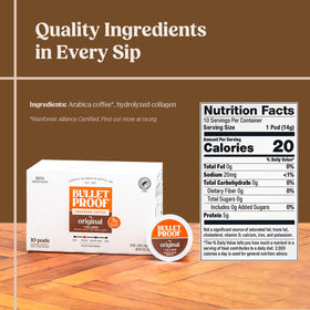 Bulletproof Coffee Collagen Pods in a cup for steady energy.
