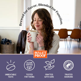 Bulletproof Enlightener coffee cup with steam signaling alertness