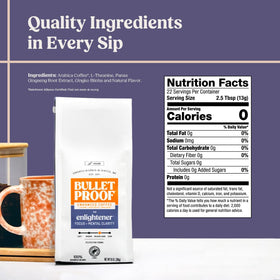 Bulletproof Enlightener ground coffee packet showing medium-dark roast aroma