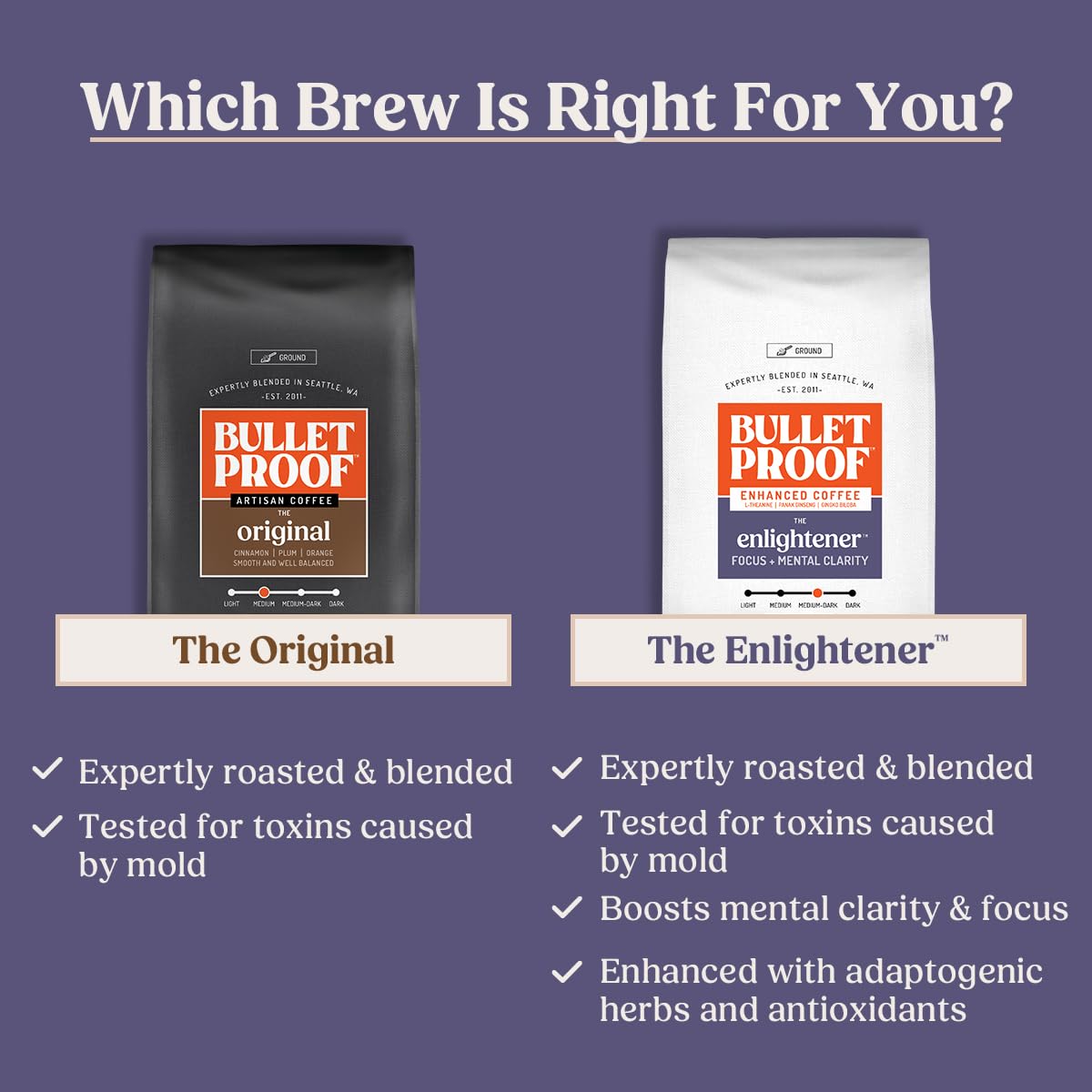 Bulletproof Enlightener coffee sustainability scene with Rainforest Alliance logo