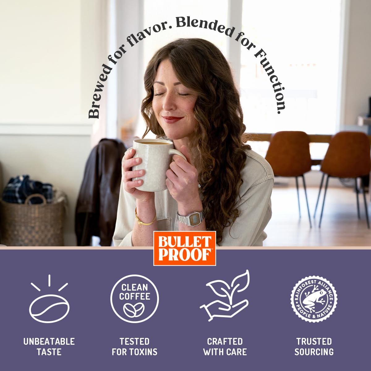 Bulletproof Enlightener sustainability badge signaling responsible sourcing.
