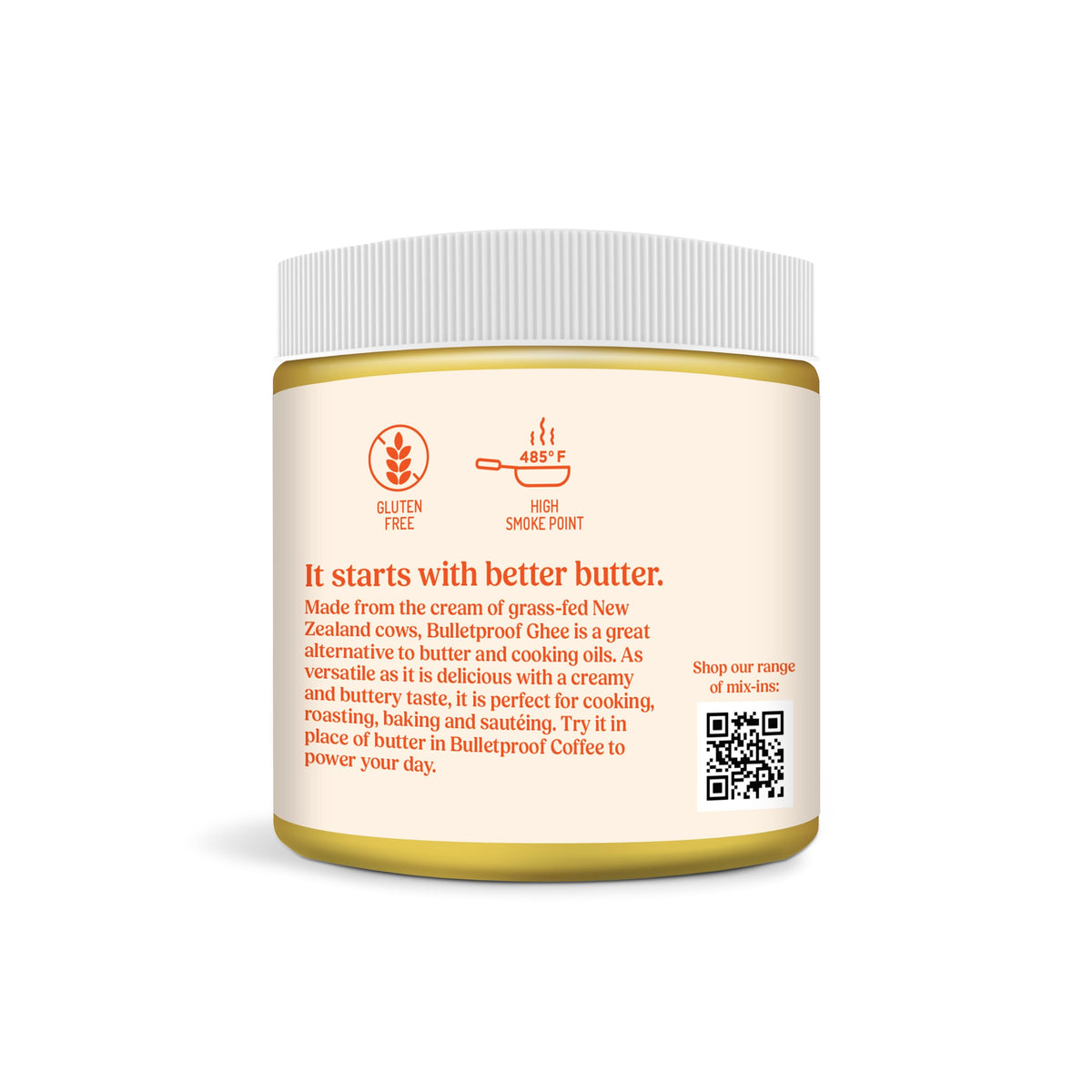 Bulletproof ghee texture close-up, rich and creamy for 1:1 butter substitution