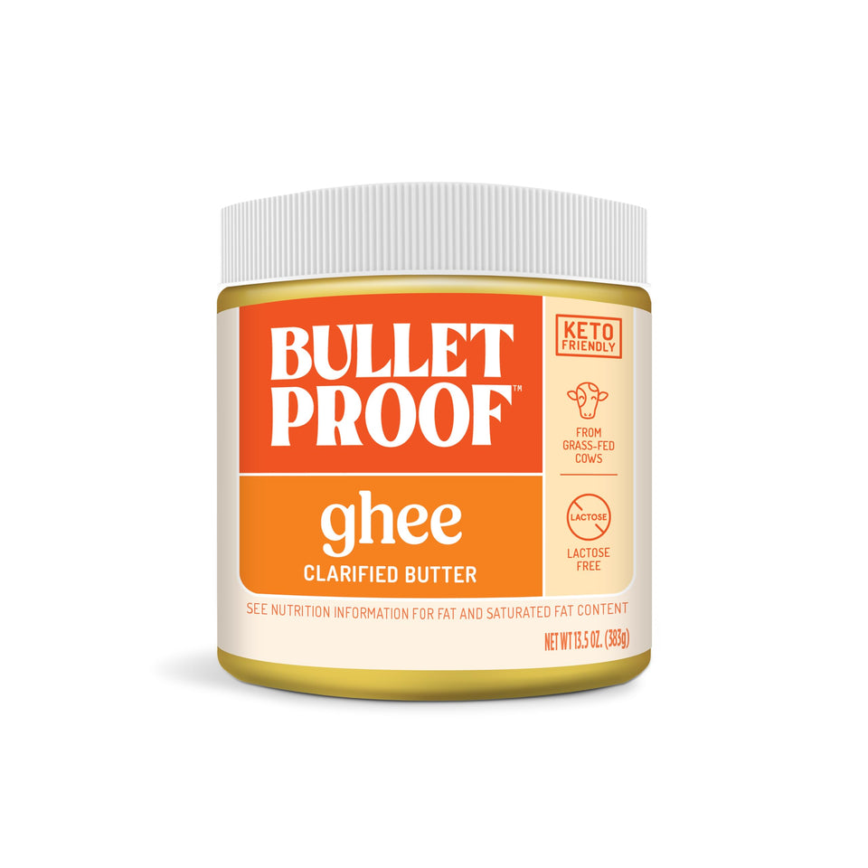 Bulletproof ghee in recyclable jar packaging for planet-friendly cooking