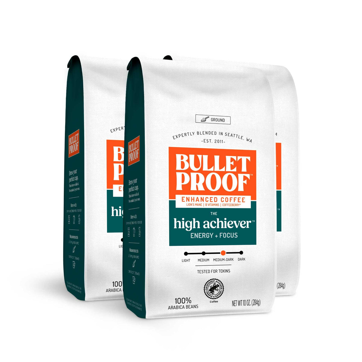 Bulletproof High Achiever ground coffee pack with Lion's Mane for focused mornings