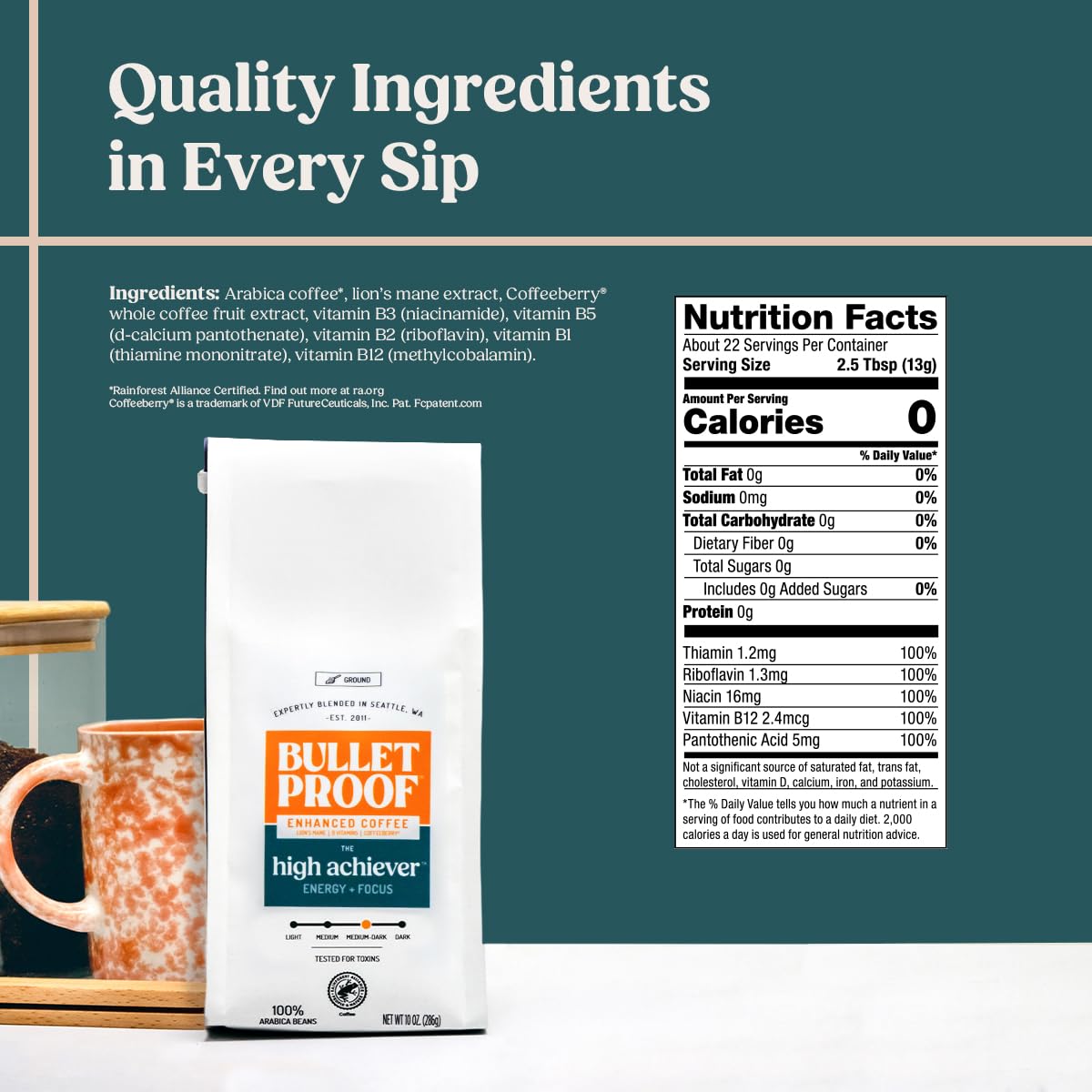 Bulletproof High Achiever steaming cup ready for focused daily use