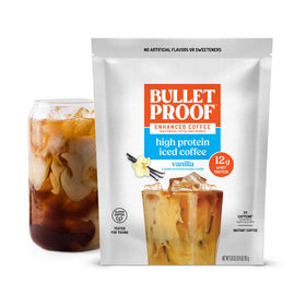 Bulletproof Iced Protein Coffee vanilla bag with toxin-tested formula for quick protein boost