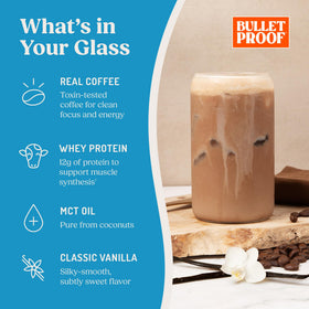 Bulletproof Iced Protein Coffee vanilla cup ready to sip with smooth flavor and energy