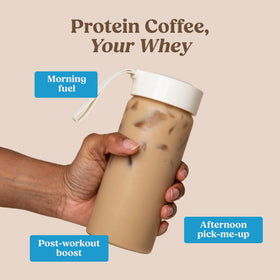 Bulletproof Iced Protein Coffee vanilla mix in glass showing creamy texture and aroma