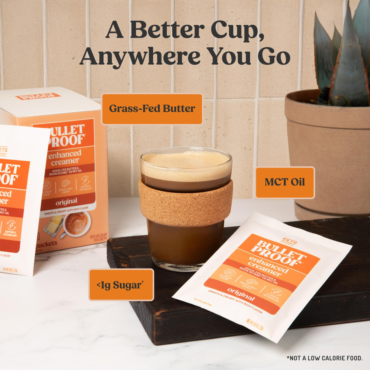 Bulletproof InstaMix packaging showing 14-pack for on-the-go use.