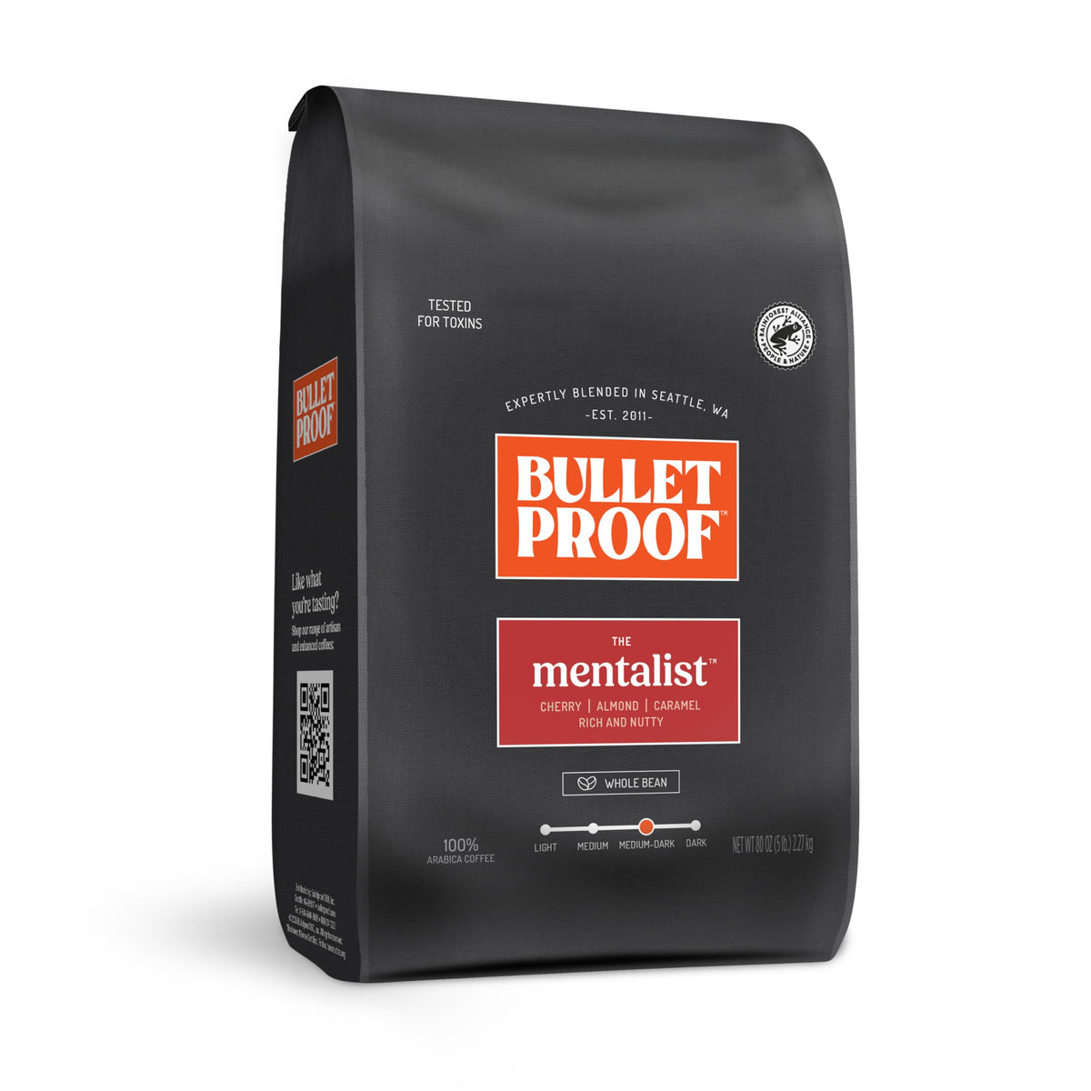 Bulletproof The Mentalist medium-dark roast bag ready for your daily brew