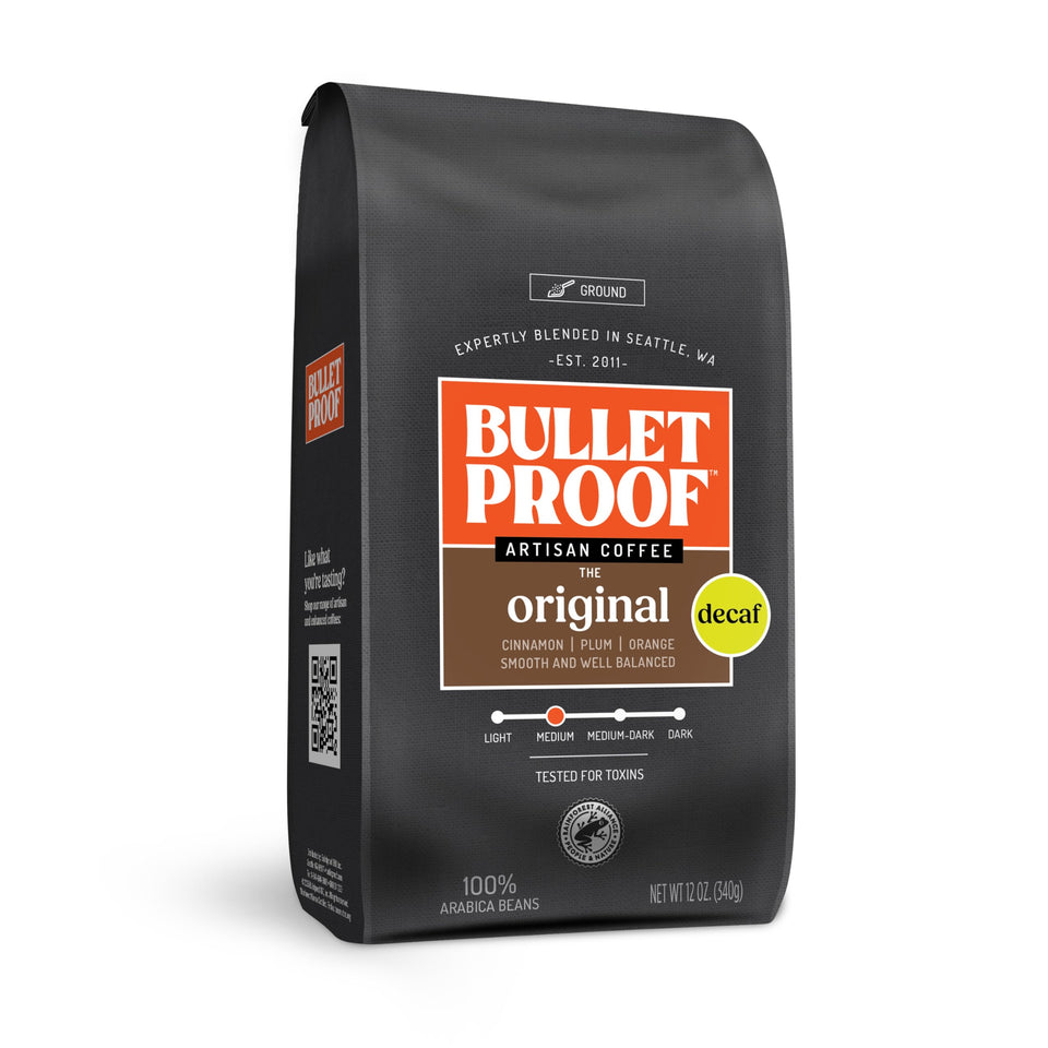 Bulletproof Original Decaf coffee bag with premium aroma for a smooth morning