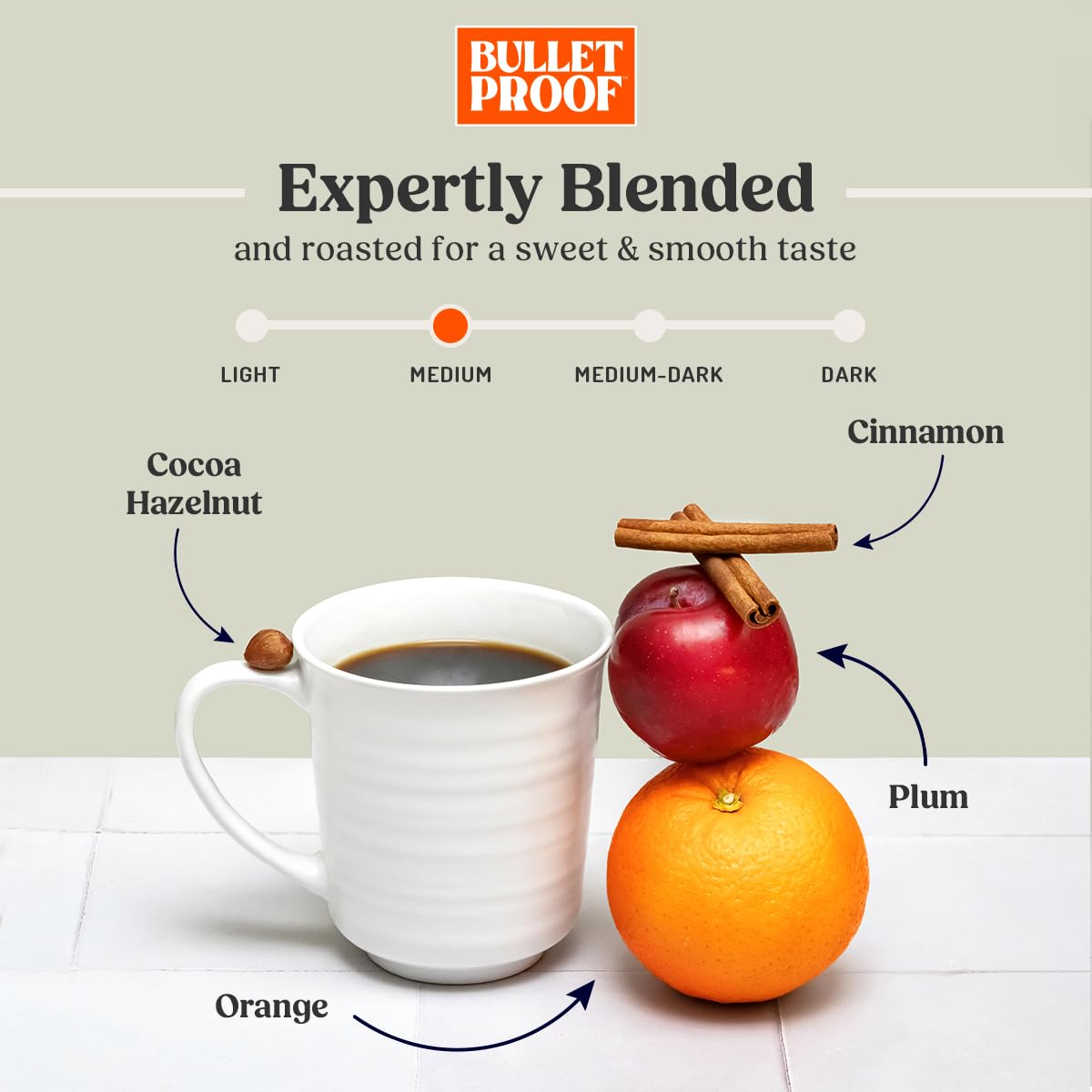 Bulletproof Original Decaf packaging label highlights sustainability and quality